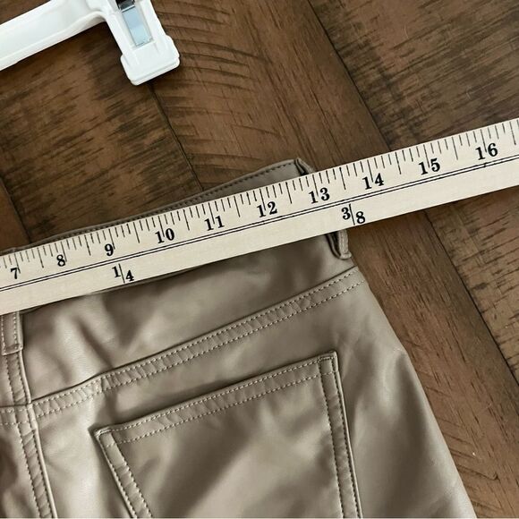 7 for all Mankind Khaki Faux Leather Skinny Jeans Jeggings Size XS Pants - Picture 3 of 5